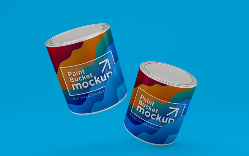 Steel Paint Bucket Container packaging mockup 22 Product Mockup