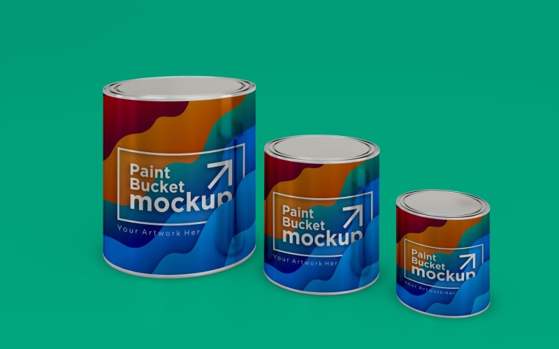 Steel Paint Bucket Container packaging mockup 23 Product Mockup