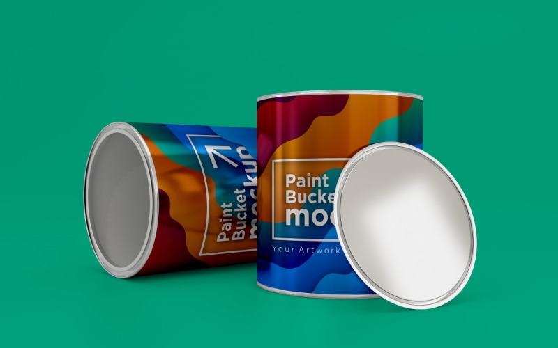Steel Paint Bucket Container packaging mockup 29 Product Mockup