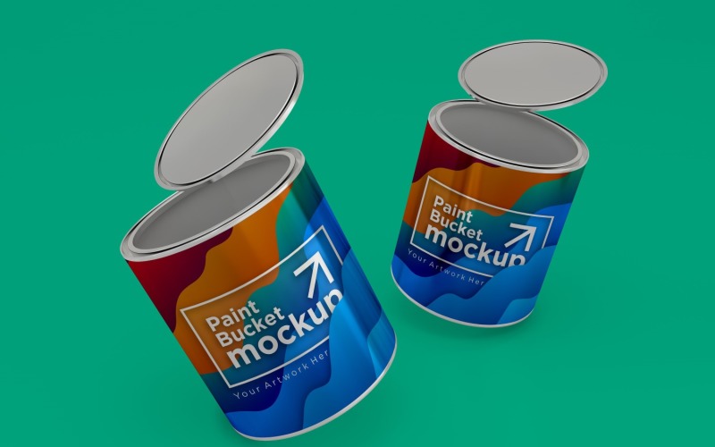 Steel Paint Bucket Container packaging mockup 32 Product Mockup