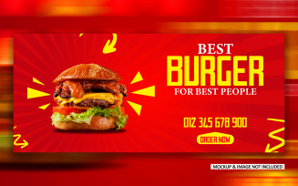 Best Burger Fast food Social media ad cover banner design EPS template
