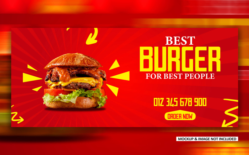 Best Burger Fast food Social media ad cover banner design EPS template Social Media
