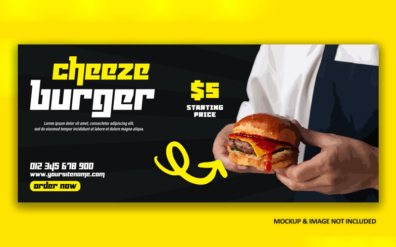 Cheeze pizza Social media ad cover banner design EPS template Social Media