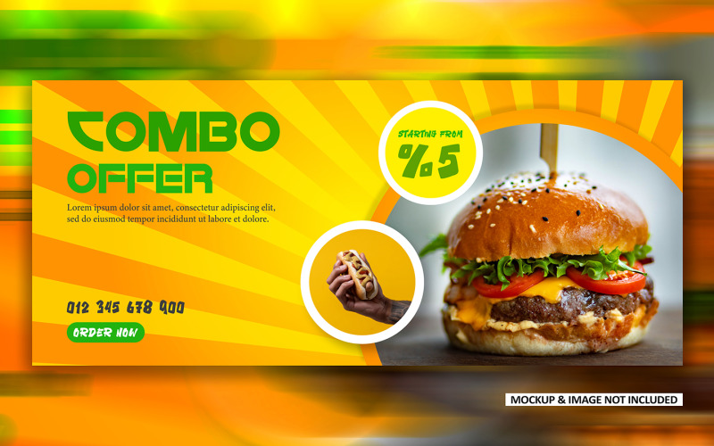 Fast food Offer ads cover banner design EPS template Social Media