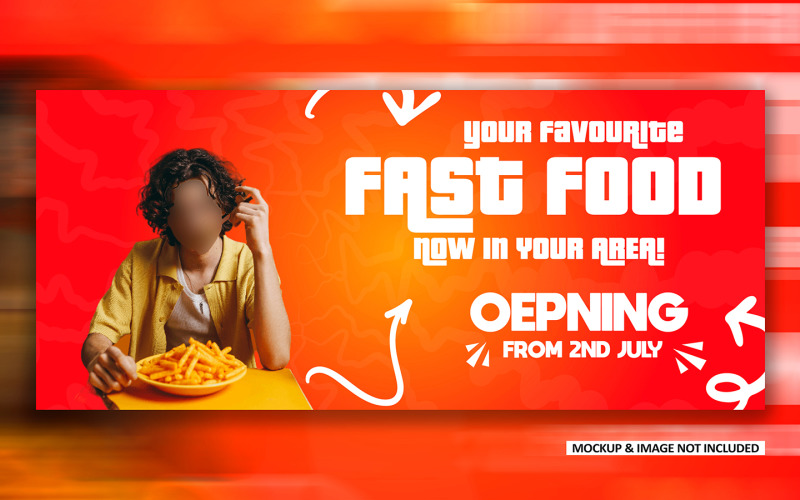 Fast food restaurants Social media ad cover banner design EPS template Social Media