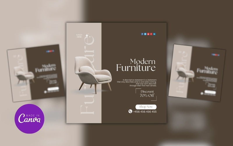 Furniture Sale Canva Design Template Poster Social Media