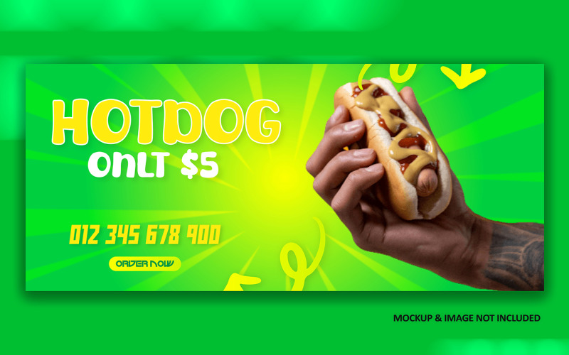 Hotdog Social media food ad cover banner design EPS template Corporate Identity