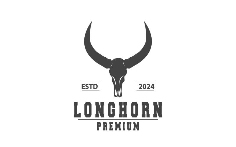 Longhorn Animal Logo Design Vintage V2 Logo Template
