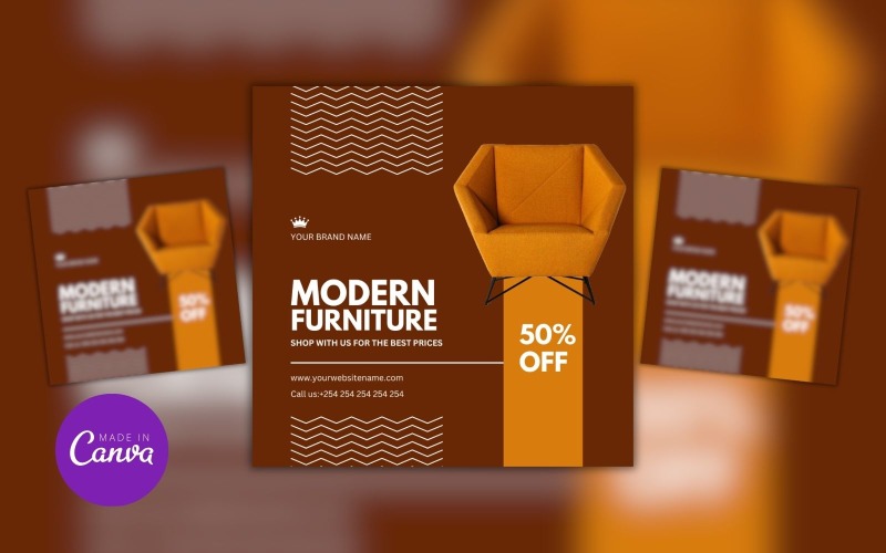 Modern Furniture Sale Canva Design Template Social Media
