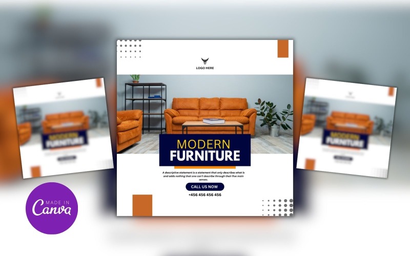 Modern Home Furniture Canva Design Template Post Social Media