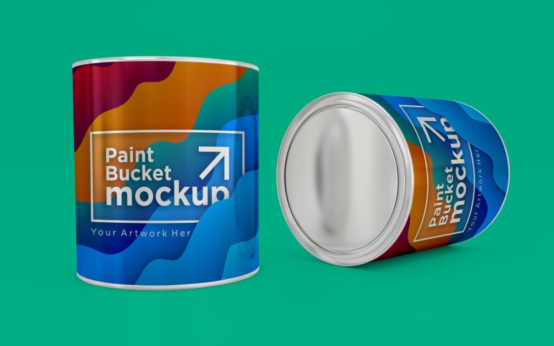 Steel Paint Bucket Container packaging mockup 14 Product Mockup