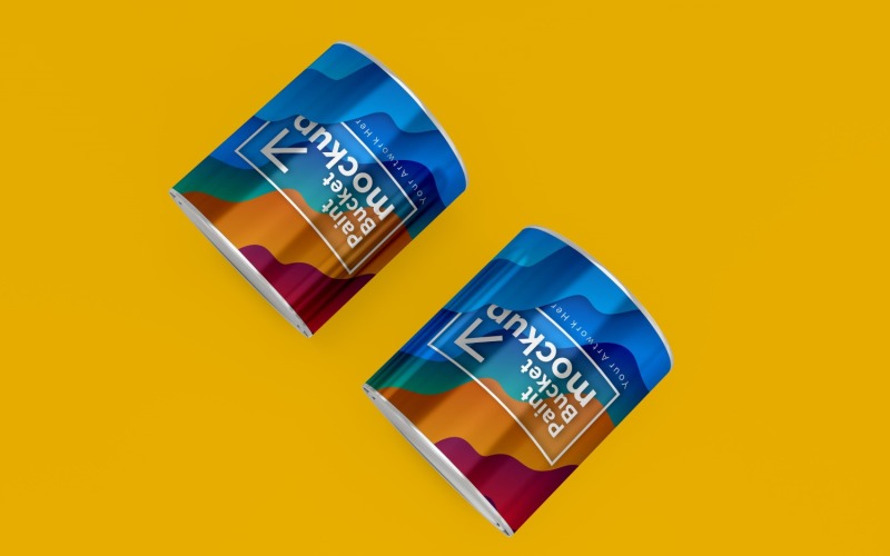 Steel Paint Bucket Container packaging mockup 18 Product Mockup