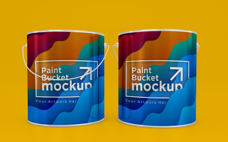 Steel Paint Bucket Container packaging mockup 36 Product Mockup