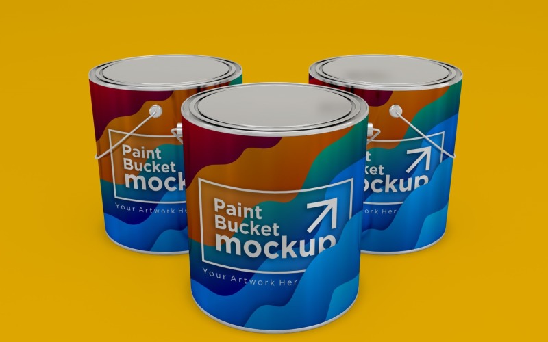 Steel Paint Bucket Container packaging mockup 45 Product Mockup
