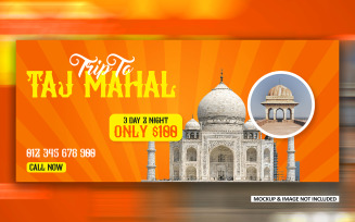 Travelling Social media promotional ads banner EPS design template