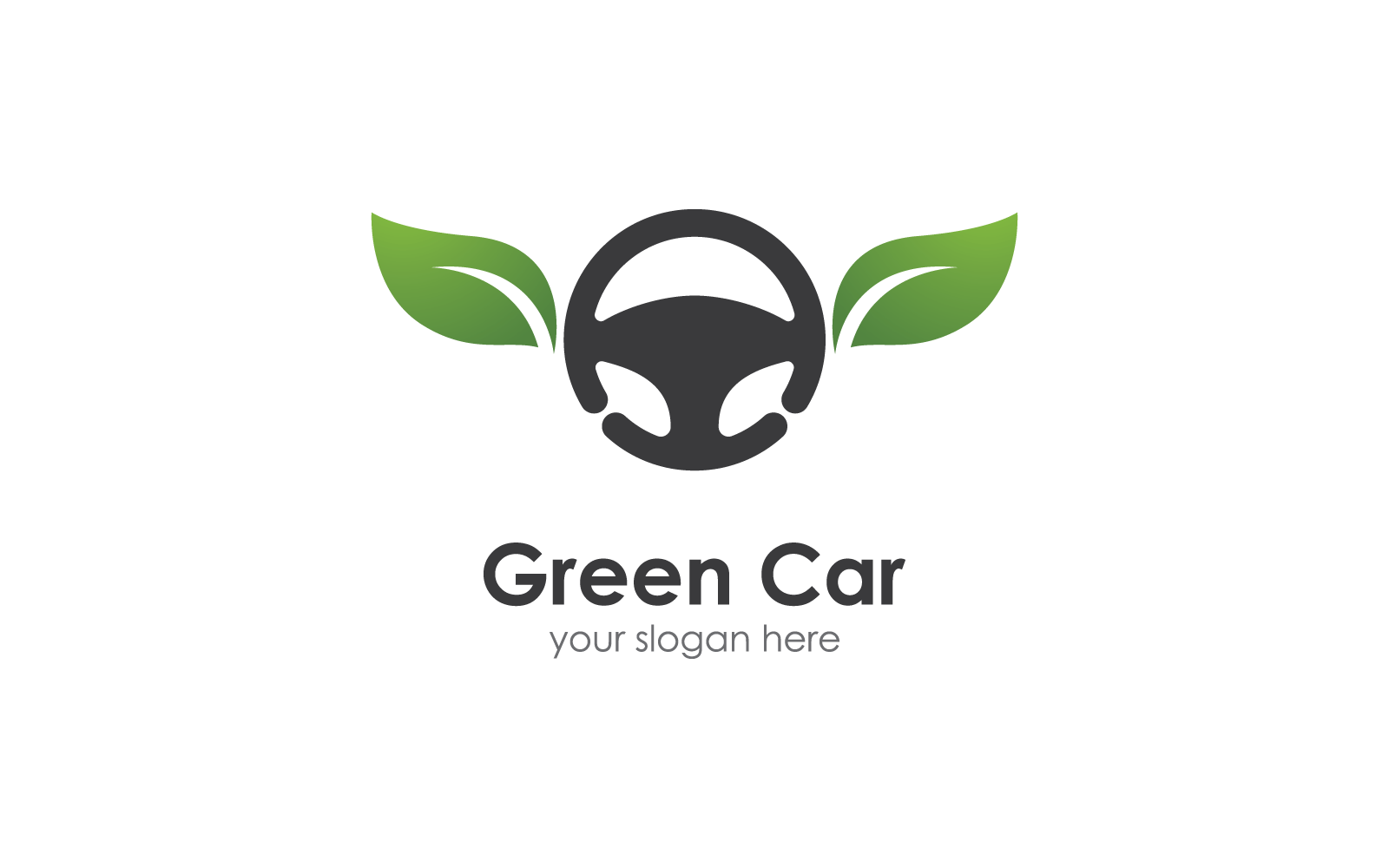Lenkrad-grünes Auto-Logo-Vektor-Flachdesign-Vorlage
