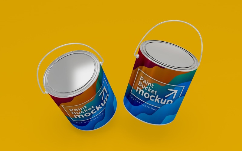Steel Paint Bucket Container packaging mockup 51 Product Mockup