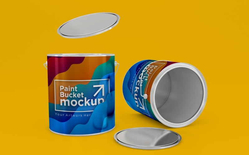 Steel Paint Bucket Container packaging mockup 54 Product Mockup