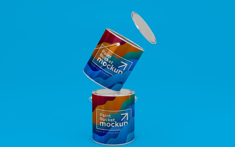 Steel Paint Bucket Container packaging mockup 58 Product Mockup