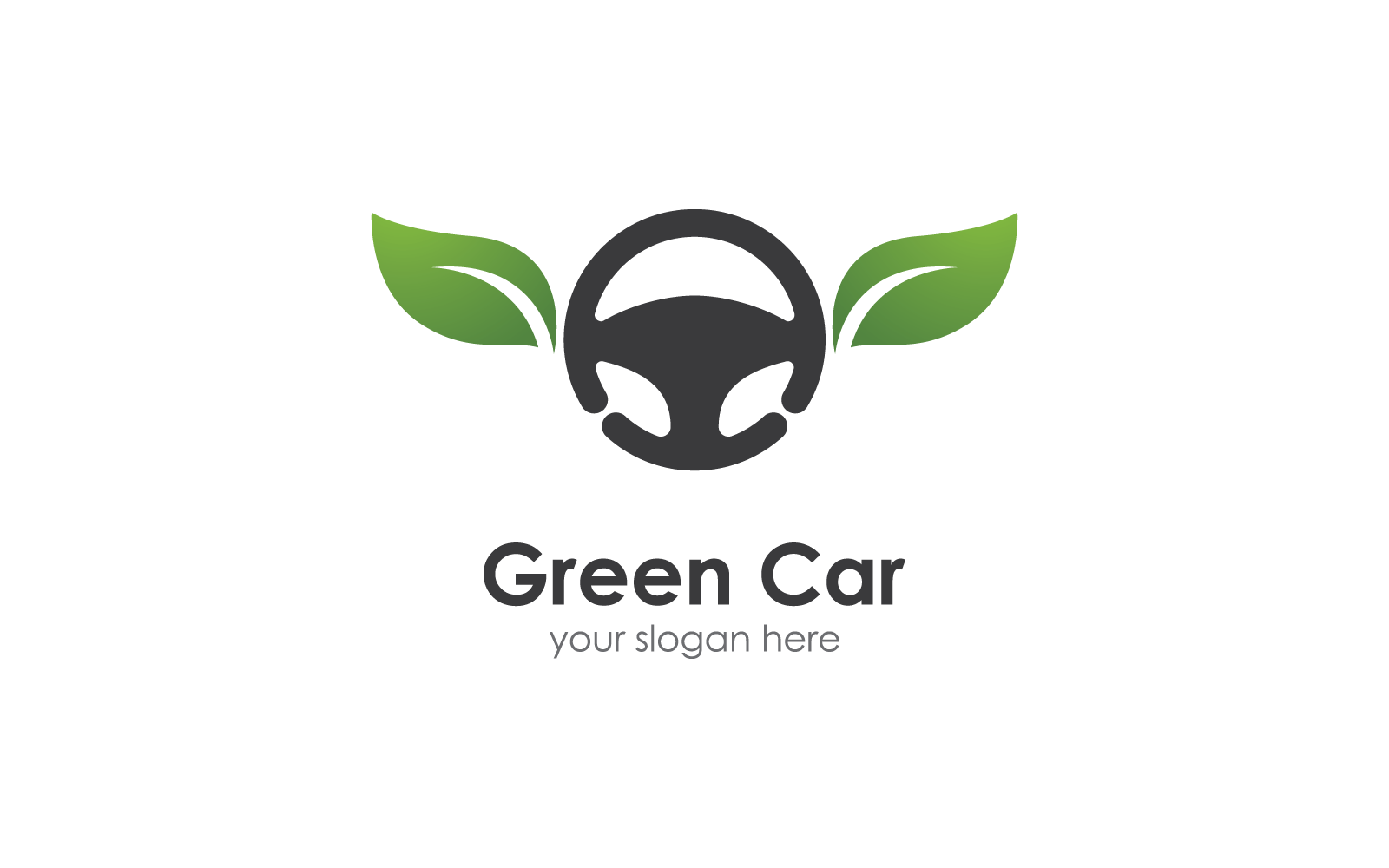 Steering wheel green car logo vector flat design template