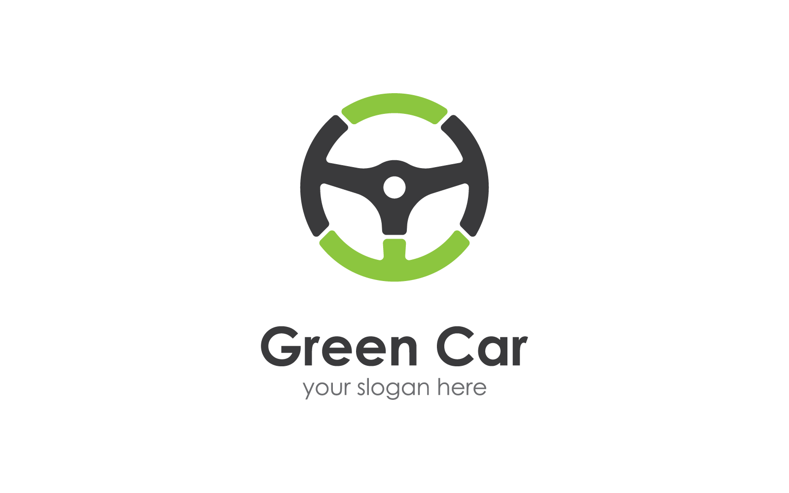 Steering wheel green car logo vector illustration design