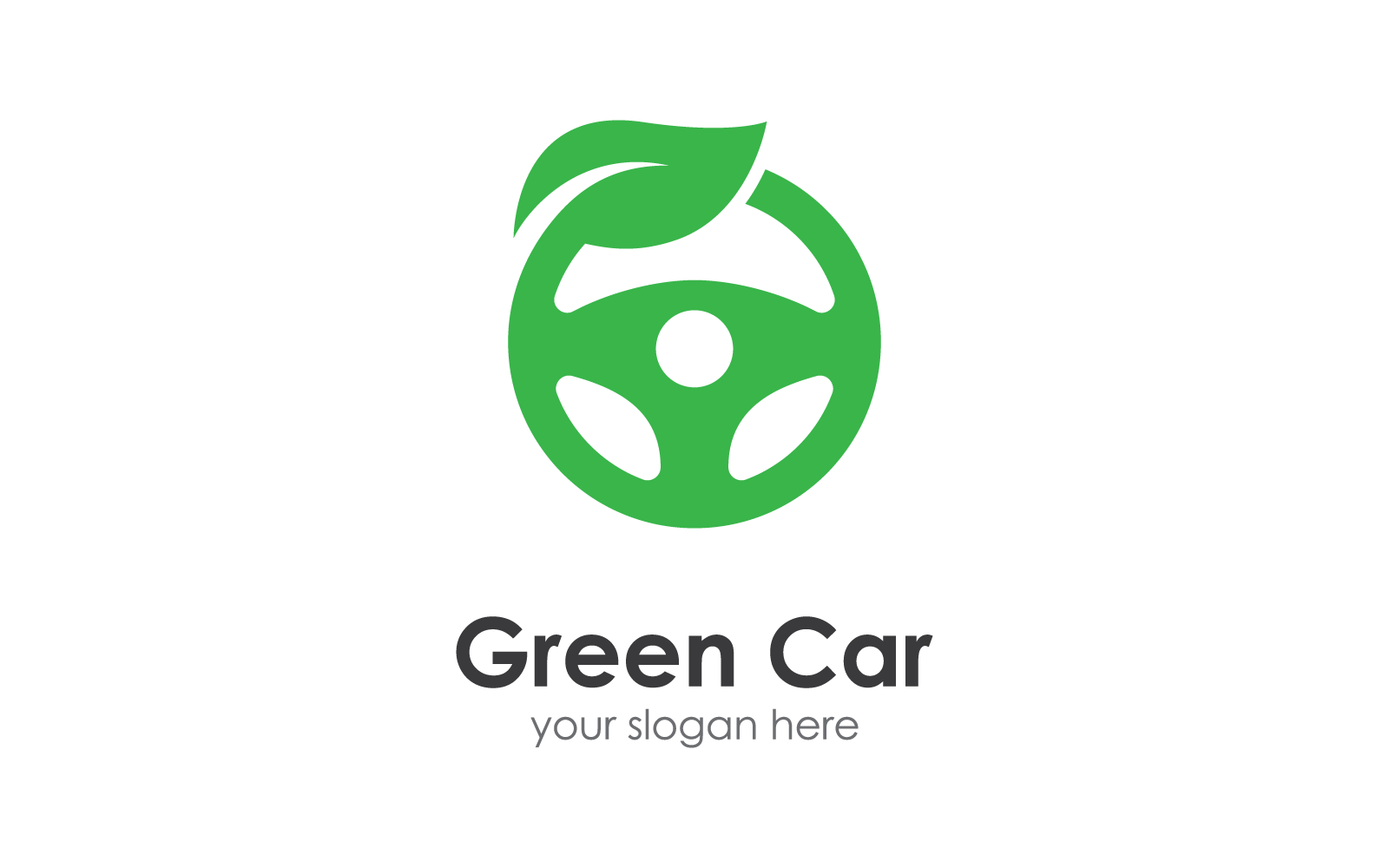Szablon wektora logo zielonego samochodu na kierownicy