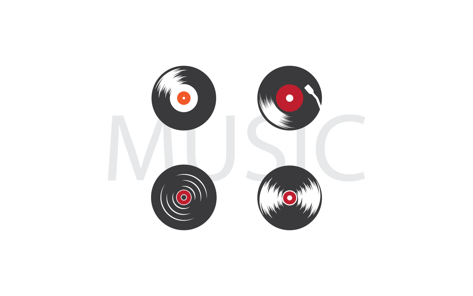 Vinyl music illustration vector flat design template Logo Template