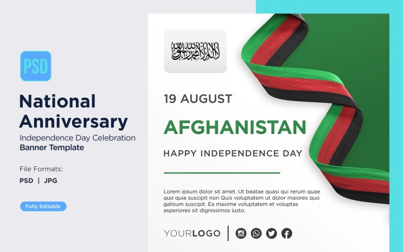 Afghanistan National Independence Day Celebration Banner Corporate Identity