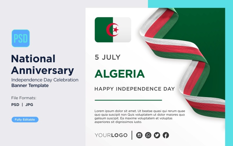 Algeria National Independence Day Celebration Banner Corporate Identity