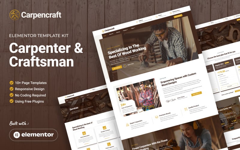 Carpencraft - Carpenter & Craftsman Elementor Template Kit Elementor Kit
