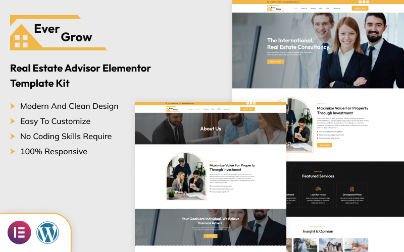 Ever Grow - Real Estate Advisor Elementor Template Kit Elementor Kit