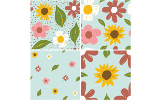 Flower Seamless Pattern and Graphic Element