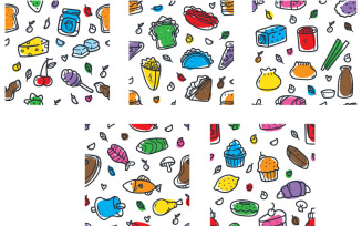 Food and Beverages Doodle Pattern
