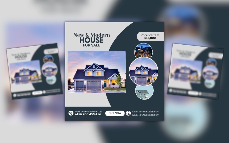 New and Modern House For Sale Canva Design Template Social Media