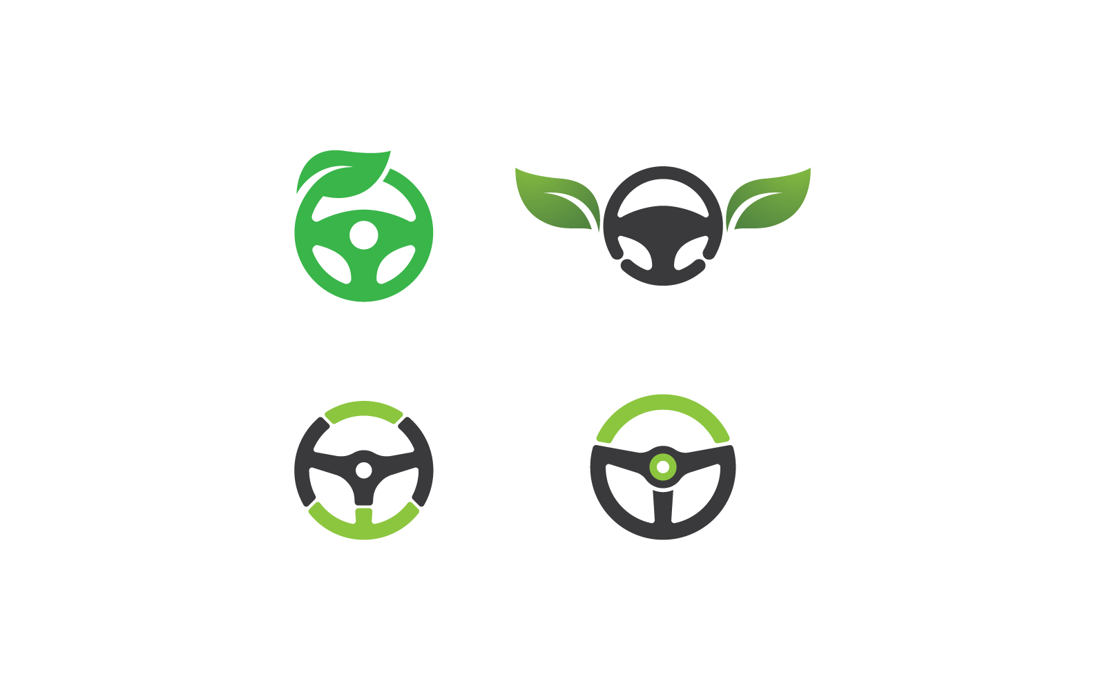 Volante coche verde logo ilustración vector diseño plano