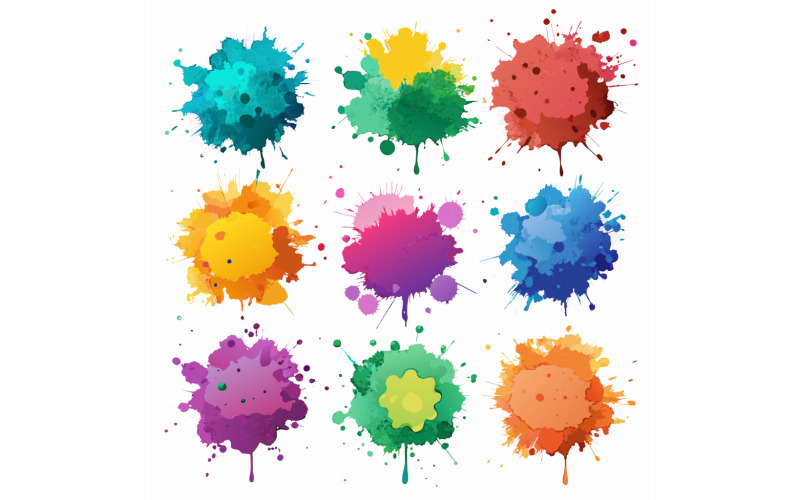 ChromaBurst - Dynamic Color Splash Design Pack for Graphic Artists and Creatives Bundle 10 Vector Graphic