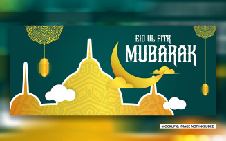 Eid greeting post design with bold mandala art EPS vector banner design template