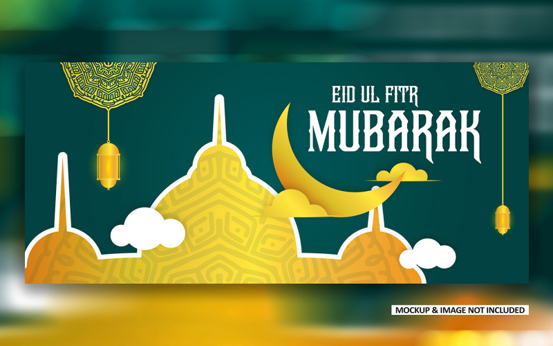 Eid greeting post design with bold mandala art EPS vector banner design template Social Media