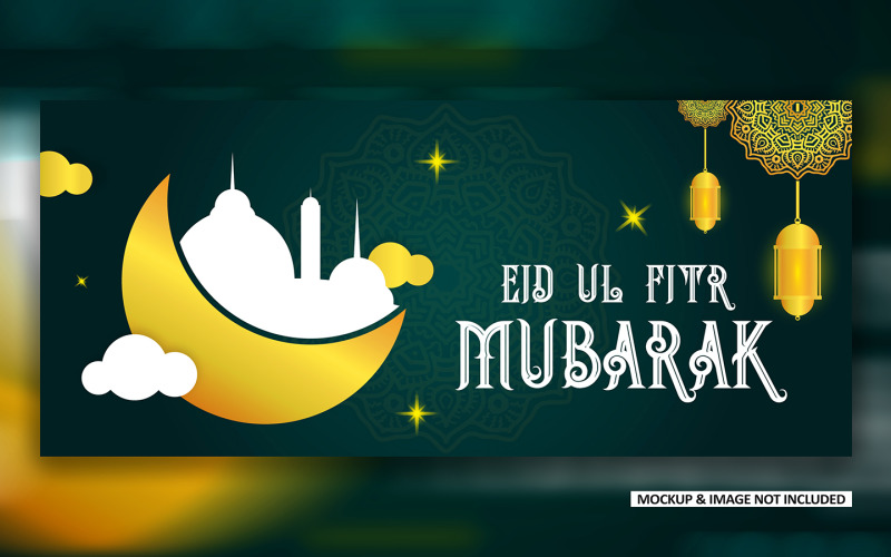Eid greeting post design with bold mandala art EPS vector banner design Social Media