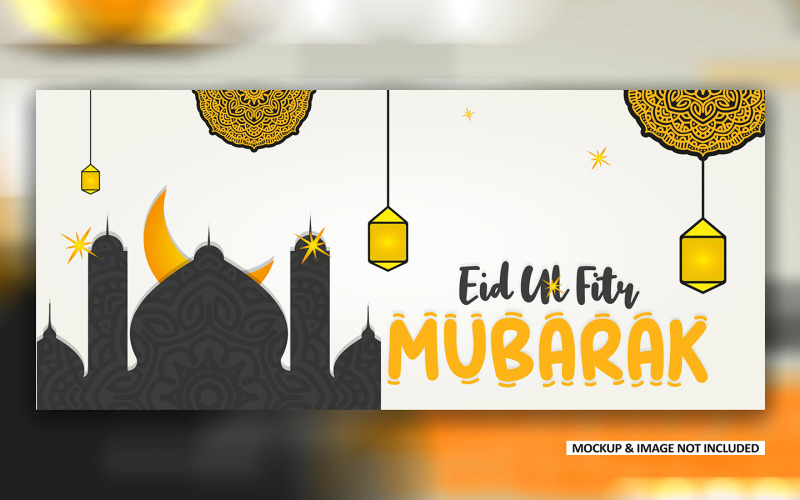 FREE Eid greeting post design with bold mandala art EPS vector banner design template. Social Media
