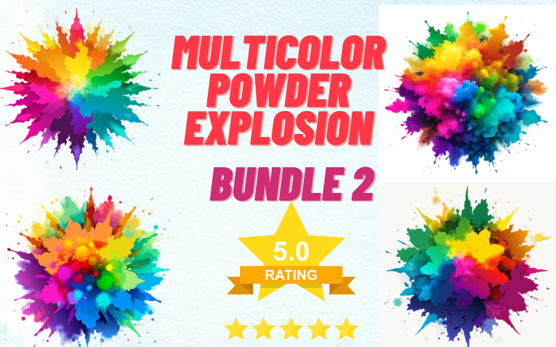 Multicolor Powder Explosion Bundle: 10 Vibrant Designs BUNDLE 2 Vector Graphic