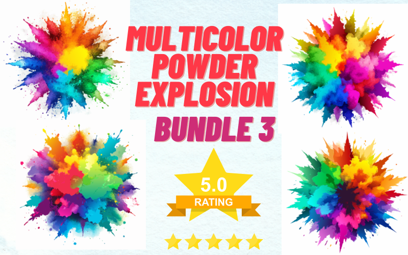 Multicolor Powder Explosion Bundle: 10 Vibrant Designs BUNDLE 3 Vector Graphic