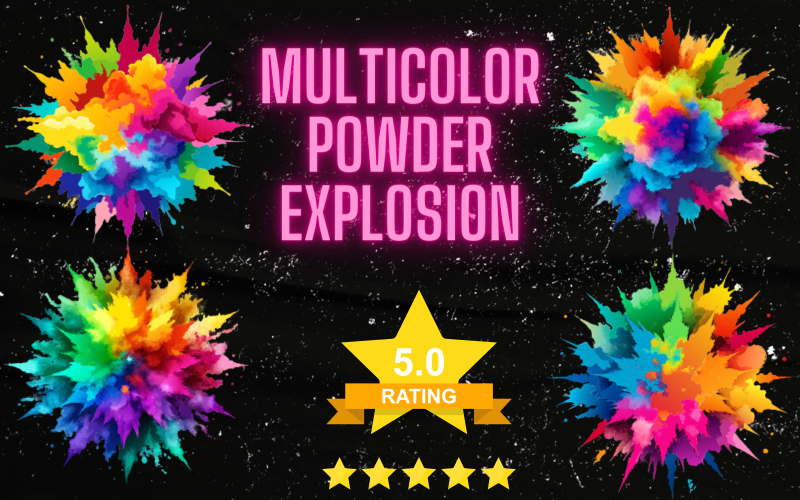 Multicolor Powder Explosion Bundle: 10 Vibrant Designs Vector Graphic