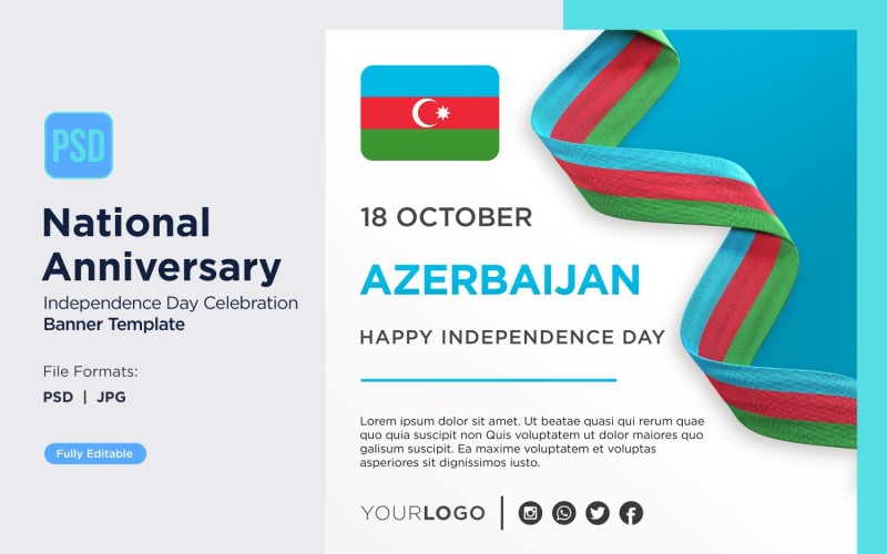 Azerbaijan National Day Celebration Banner Corporate Identity