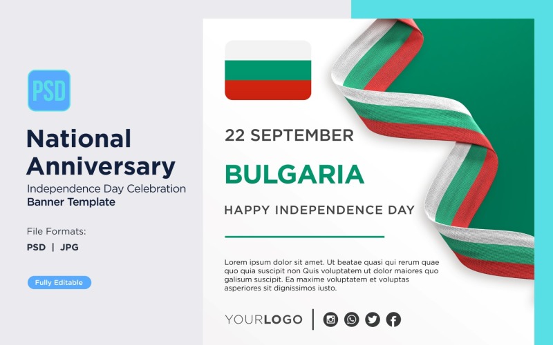 Bulgaria National Day Celebration Banner Corporate Identity