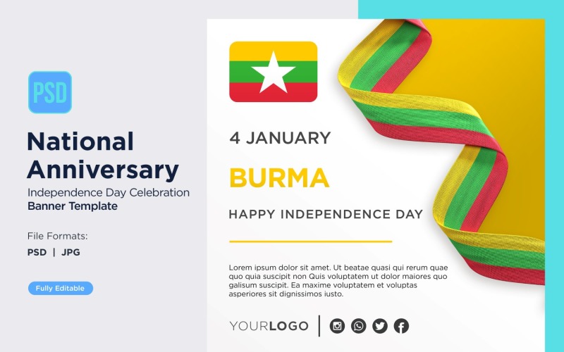 Burma National Day Celebration Banner Corporate Identity