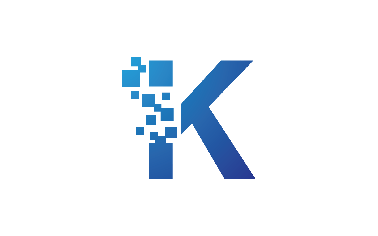 K Initial letter alphabet pixel style logo vector design