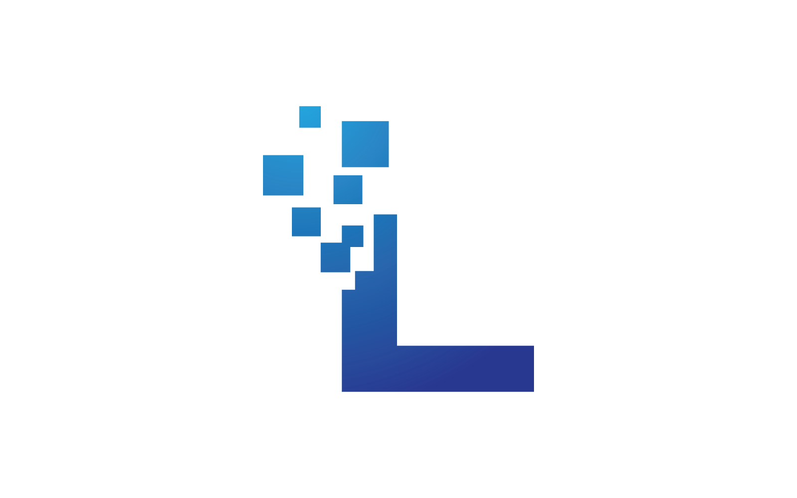 L letra inicial alfabeto pixel estilo logotipo vetor design