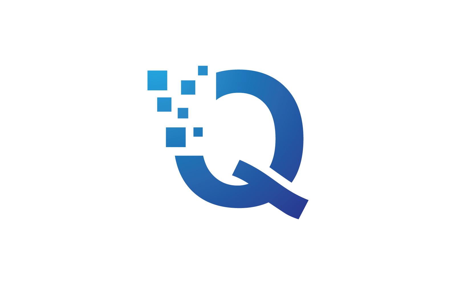 Q Initial letter alphabet pixel style logo vector design