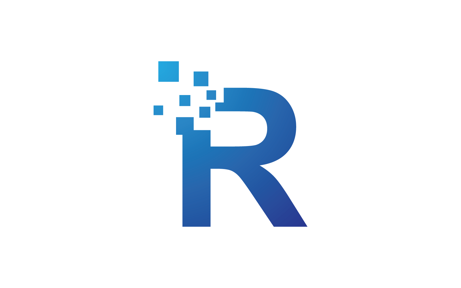 R Initial letter alphabet pixel style logo vector design